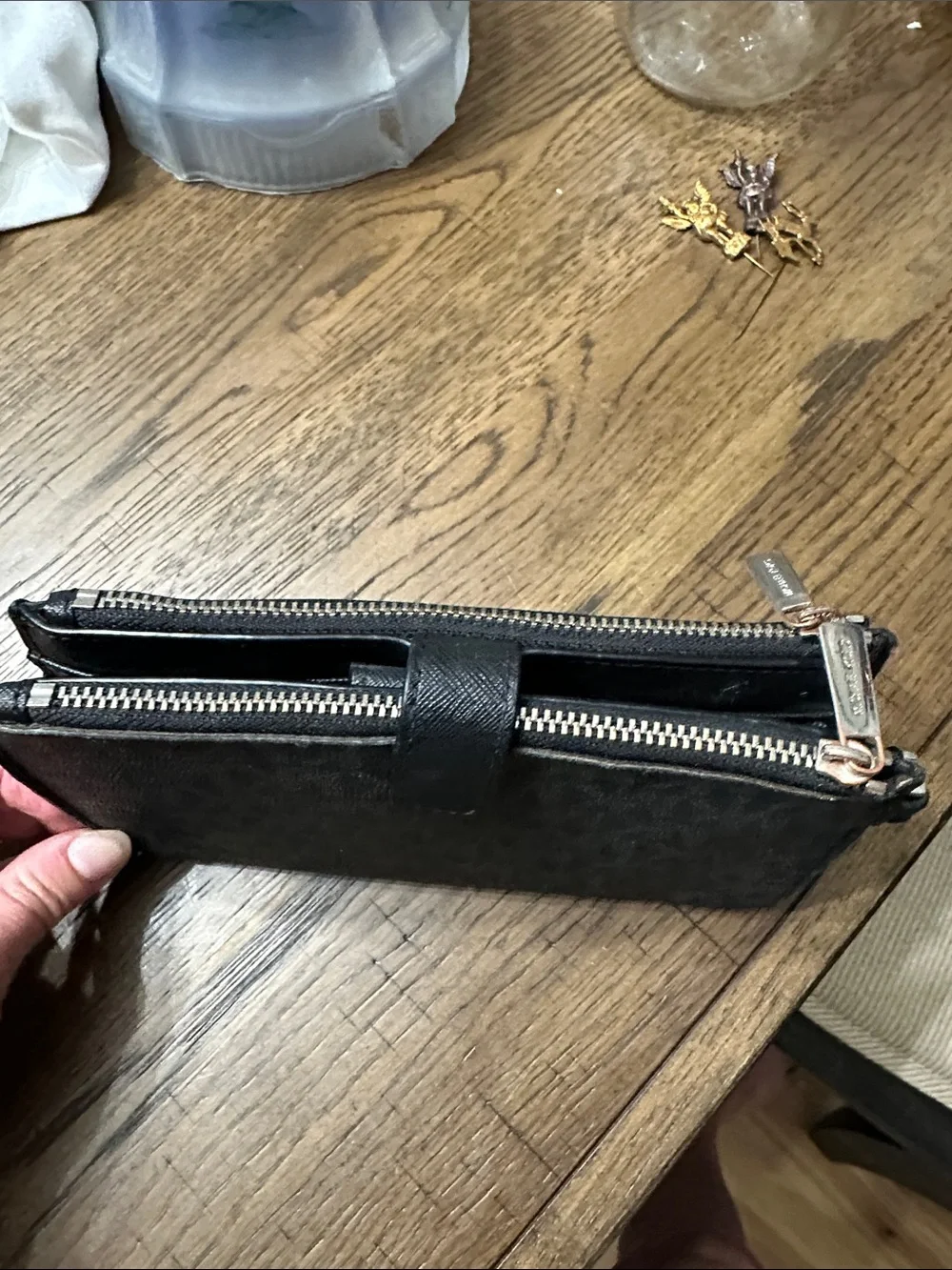 Michael Kors Black Saffiano Leather Zip Card Holder